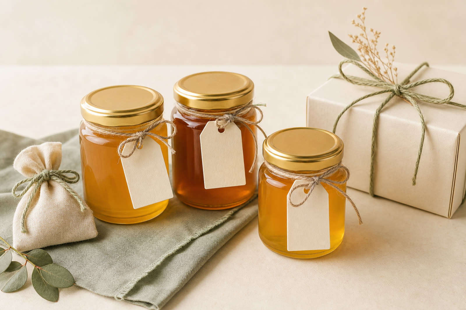 Minimalistische Honiggläser als hochwertige Geschenke